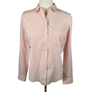 UNTUCKit Alicia Women's Size 0 Pink Striped Long Sleeve Button Down Shirt Preppy